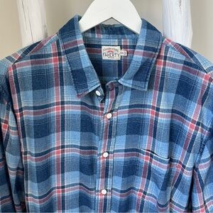 Faherty Blue and Pink Plaid Casual Button Down Shirt